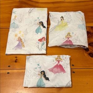 POTTERY BARN KIDS x Disney *Toddler* 3-Pc Princess Sheet Set Organic Fitted Flat